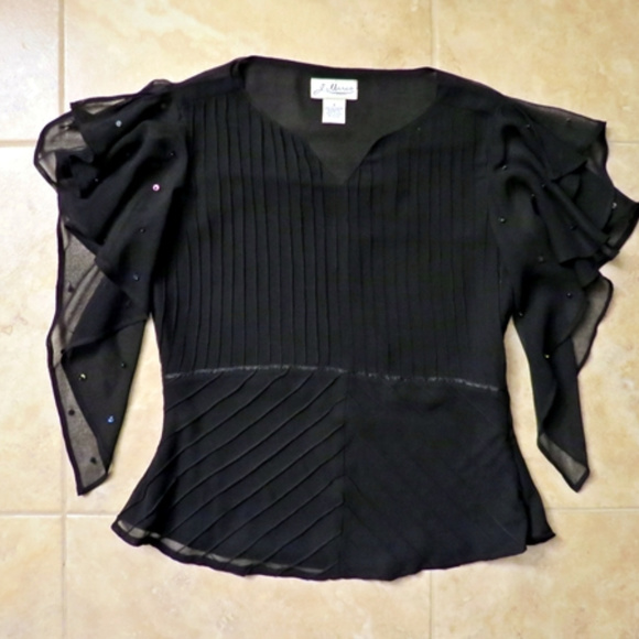 J. Marco Flutter Sleeve Top - Sequins! - Size 6 - Picture 1 of 5